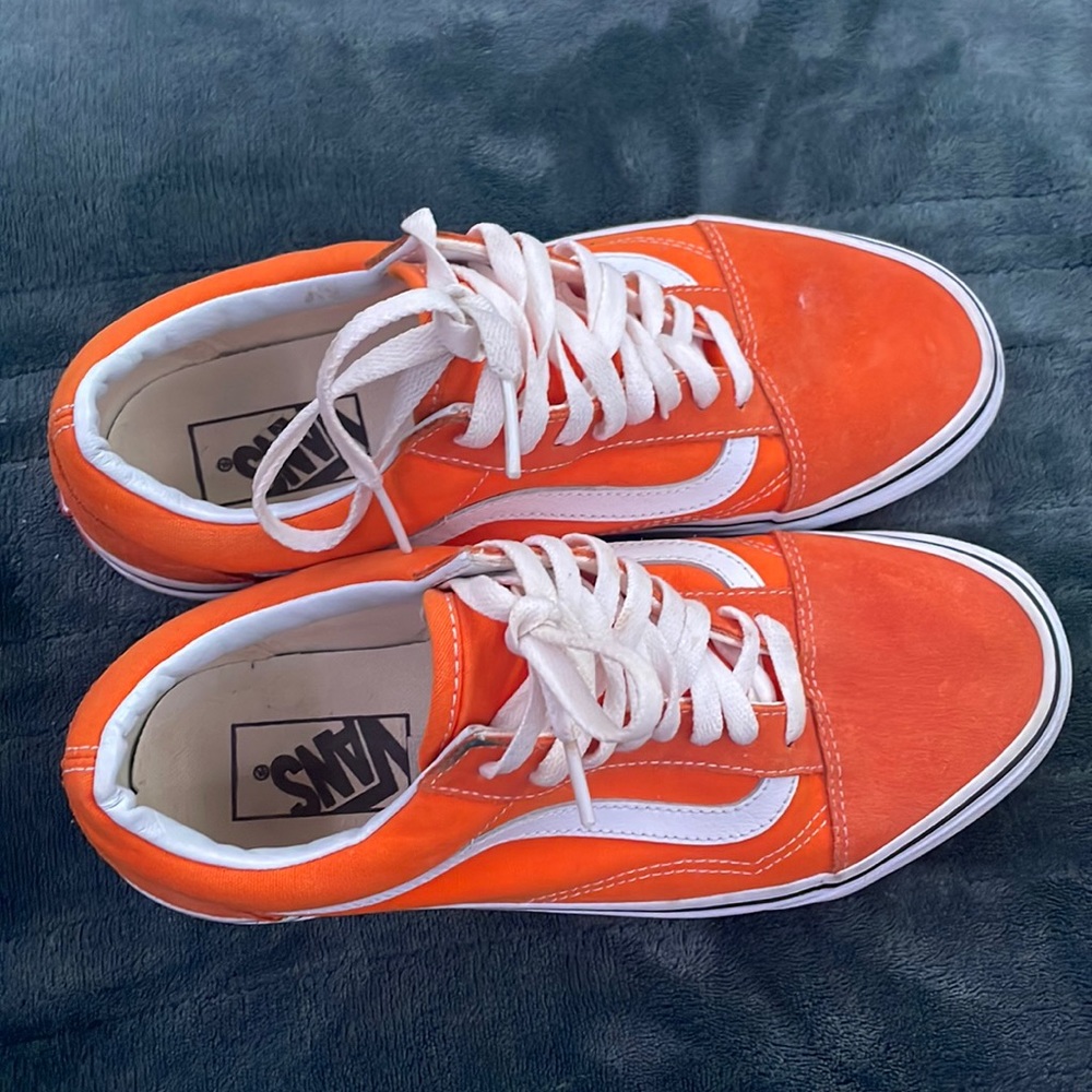 Vans yellow orangish size 7 men 8.5 in women use but in good condition
